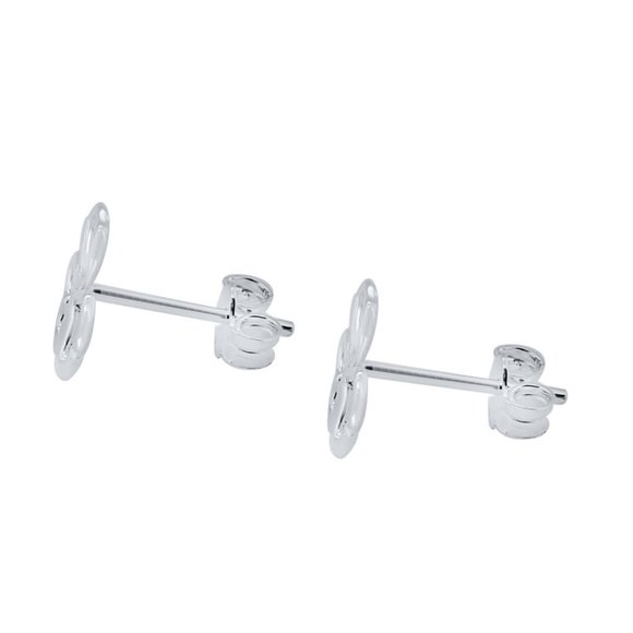 Sparkling Floral Studs Earrings Sterling Silver - Picture 2 of 3